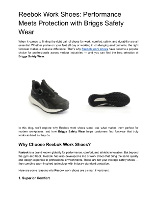 Reebok Work Shoes_ Performance Meets Protection with Briggs Safety Wear