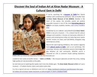 Discover the Soul of Indian Art at Kiran Nadar Museum - A Cultural Gem in Delhi
