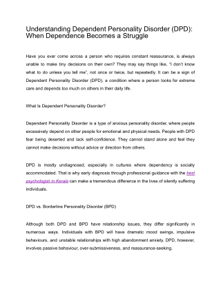 Understanding Dependent Personality Disorder (DPD)_ When Dependence Becomes a Struggle