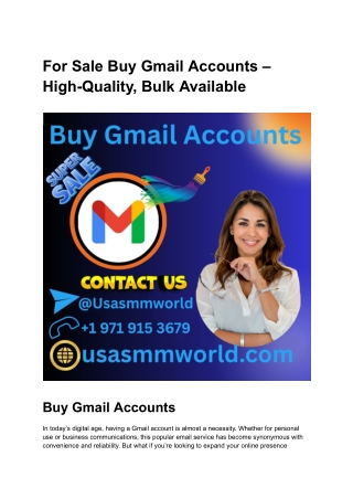 For Sale Buy Gmail Accounts – High-Quality, Bulk Available