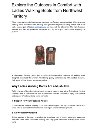 Explore the Outdoors in Comfort with Ladies Walking Boots from Northwest Territory
