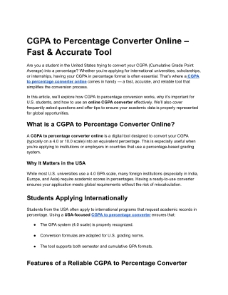 CGPA to Percentage Converter Online – Fast & Accurate Tool