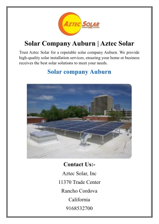 Solar Company Auburn