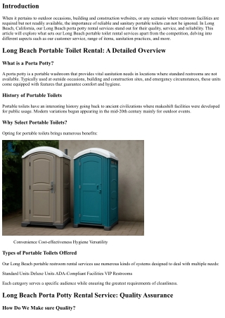 Long Beach Porta Potty Rental Solutions: What Sets United States Apart?