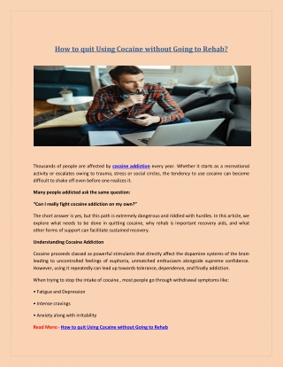 How to quit Using Cocaine without Going to Rehab?