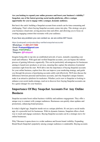 Buy Snapchat Accounts For Any Online Business