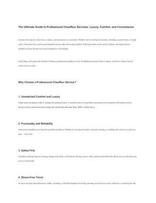 The Ultimate Guide to Professional Chauffeur Services_ Luxury, Comfort, and Convenience