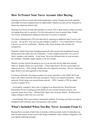 How To Protect Your Naver Account After Buying