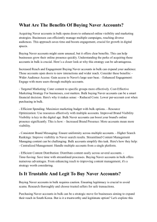 What Are The Benefits Of Buying Naver Accounts