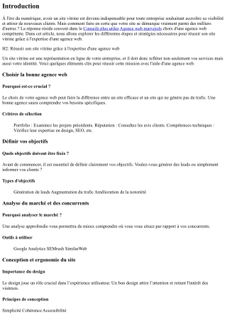 Réussir son site vitrine grâce à l'expertise d'une agence web