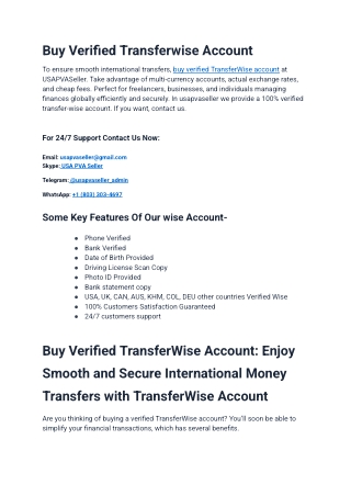 Top 5 Safe & Secure Sites to Buy Verified Wise Accounts