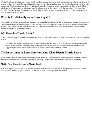 Exploring Eco-Friendly Options for Auto Glass Repair in Myrtle Beach