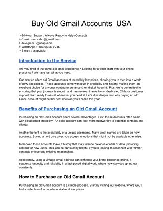 10  0r 100  Buy Old Gmail Accounts  USA