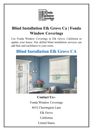 Blind Installation Elk Grove Ca