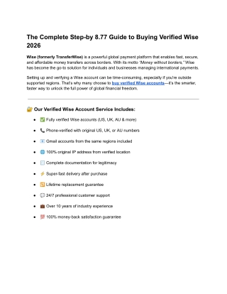 The Complete Step-by 8.77 Guide to Buying Verified Wise 2026