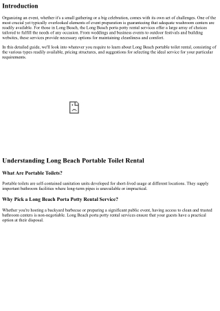 Long Beach Porta Potty Rental Services: Accommodating All Event Sizes