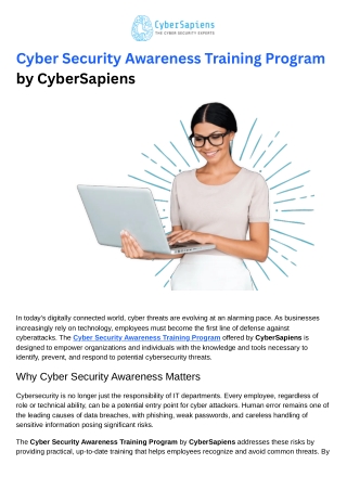 Cyber Security Awareness Training Program by CyberSapiens