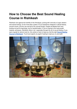 How to Choose the Best Sound Healing Course in Rishikesh