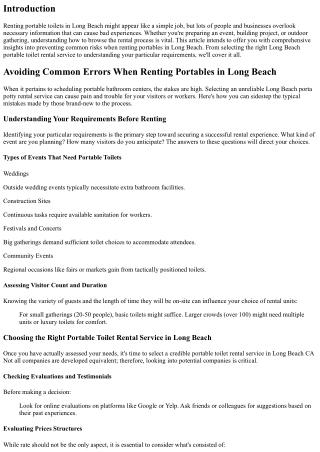 Avoiding Typical Mistakes When Leasing Portables in Long Beach
