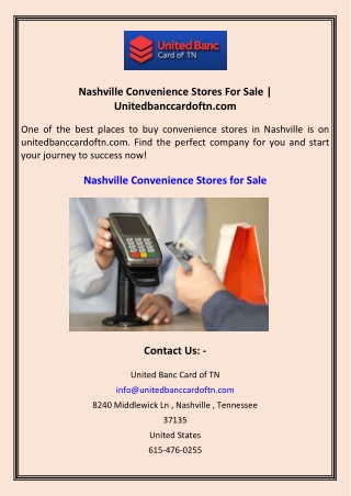 Nashville Convenience Stores For Sale  Unitedbanccardoftn.com