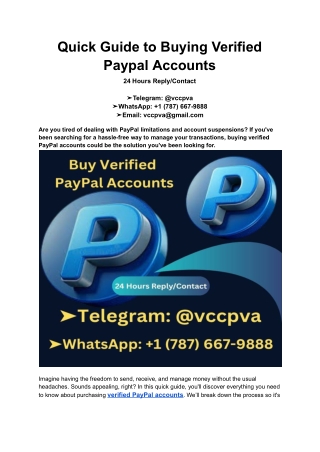 Quick Guide to Buying Verified Paypal Accounts