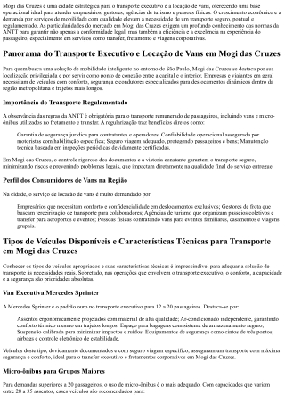 Van para executivo em Mogi das Cruzes: conforto e pontualidade garantidos