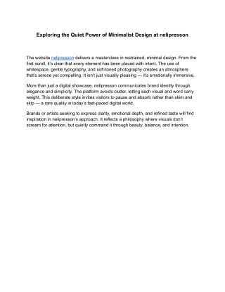 Exploring the Quiet Power of Minimalist Design at nelipresson