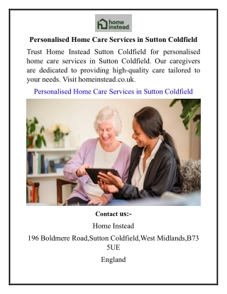 Personalised Home Care Services in Sutton Coldfield