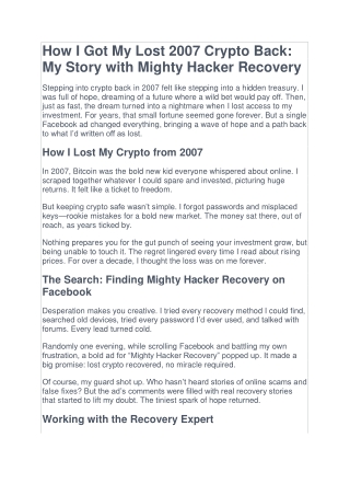 Ethereum and USDT recovery expert by Mighty Hacker Recovery