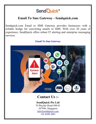 Email To Sms Gateway - Sendquick.com