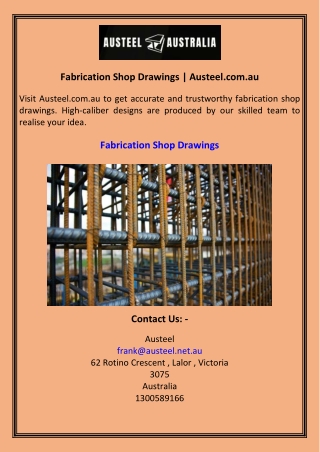 Fabrication Shop Drawings  Austeel.com.au