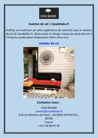 matelas de sol  Casabiloba.fr