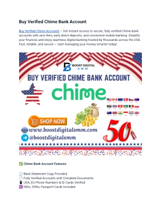 Buy Verified Chime Bank Account – Instant Delivery & BTC Enabled