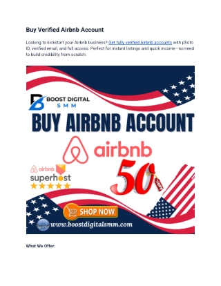 Buy Verified Airbnb Accounts | Fully Verified with ID and Email.