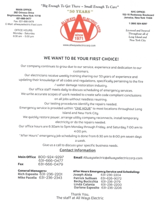 Top rate Electrical Services Long Island_AllWays Electric Corp