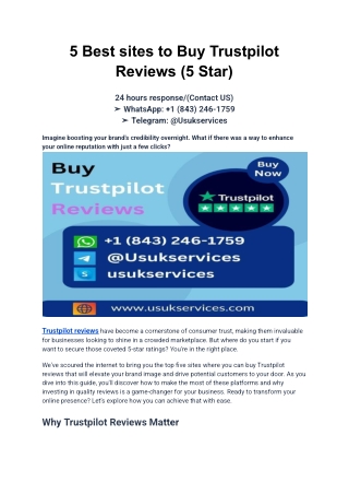 5 Best sites to Buy Trustpilot Reviews (5 Star)