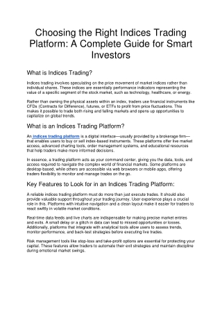 Choosing the Right Indices Trading Platform A Complete Guide for Smart Investors