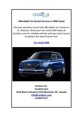 Affordable Car Rental Services in SXM Island