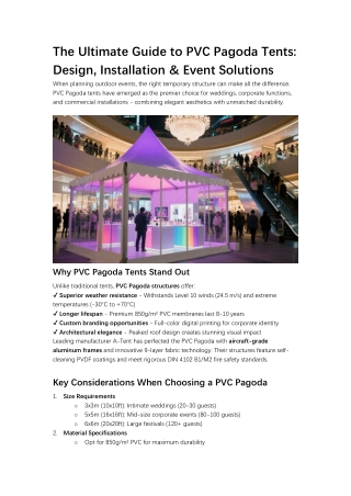 The Guide to PVC Pagoda Tents Design, Installation & Event Solutions