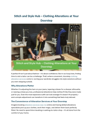 Stitch and Style Hub – Clothing Alterations at Your Doorstep