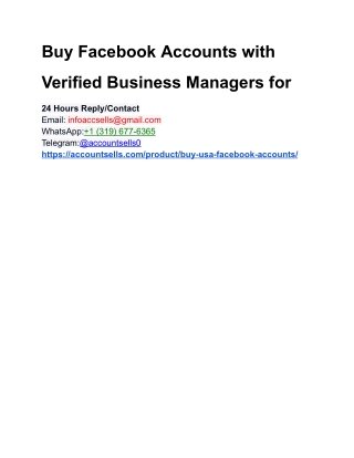 Buy Facebook Accounts with Verified Business Managers for