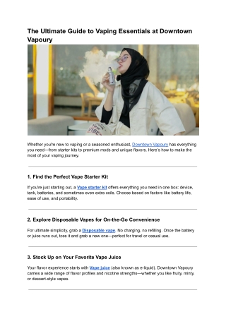 The Ultimate Guide to Vaping Essentials at Downtown Vapoury