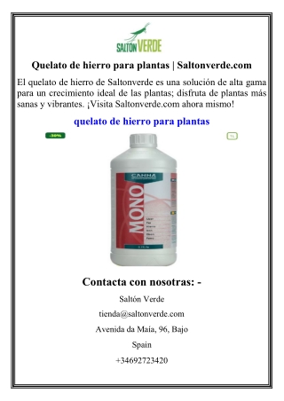 Quelato de hierro para plantas  Saltonverde.com