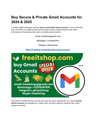 Buy Secure & Private Gmail Accounts for 2024 & 2025