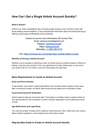 How Can I Get a Single Airbnb Account Quickly