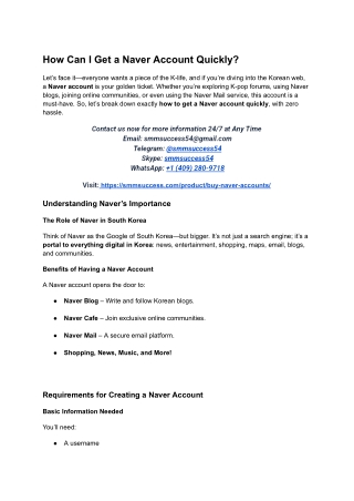 How Can I Get a Naver Account Quickly_