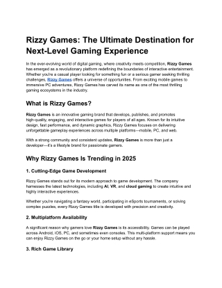 Rizzy Games_ The Ultimate Destination for Next-Level Gaming Experience