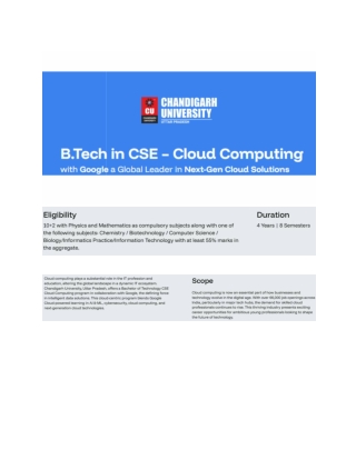 BTech CSE Cloud Computing - Chandigarh University UP