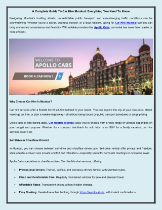 A Complete Guide To Car Hire Mumbai Everything You Need To Know