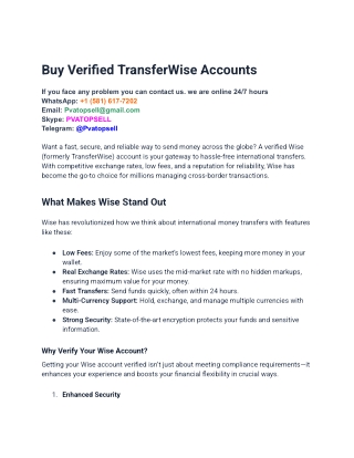 Buy Verified TransferWise Accounts